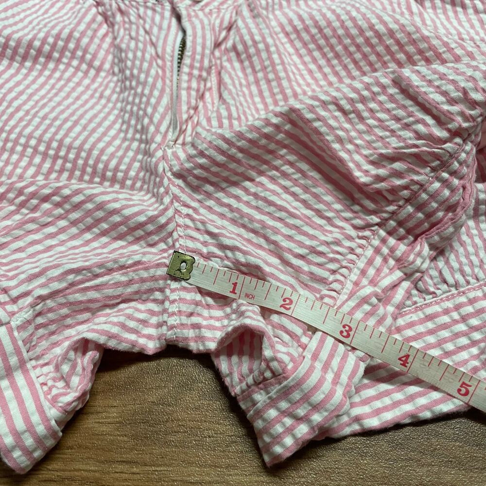 Lands End Girls Pink Seersucker Shorts Cuffed Size 10+ Cotton Casual Summer - Picture 9 of 9